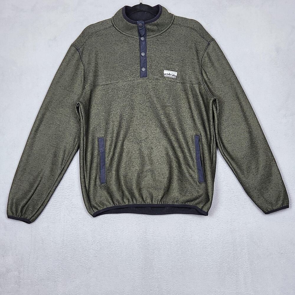 EDDIE BAUER Pullover Sweater Mens Medium Snap Button Fleece Outdoors Hiking